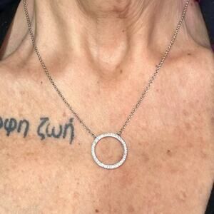 Adornia Made with Swarovski Crystals Circle Pendant Necklace